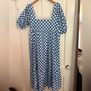 En Saison blue checkered dress size Small
